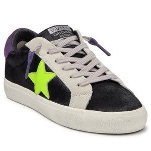 Vintage Havana Dede Neon Star Genuine Calf Hair Sneakers - Black & Grey Size 5.5